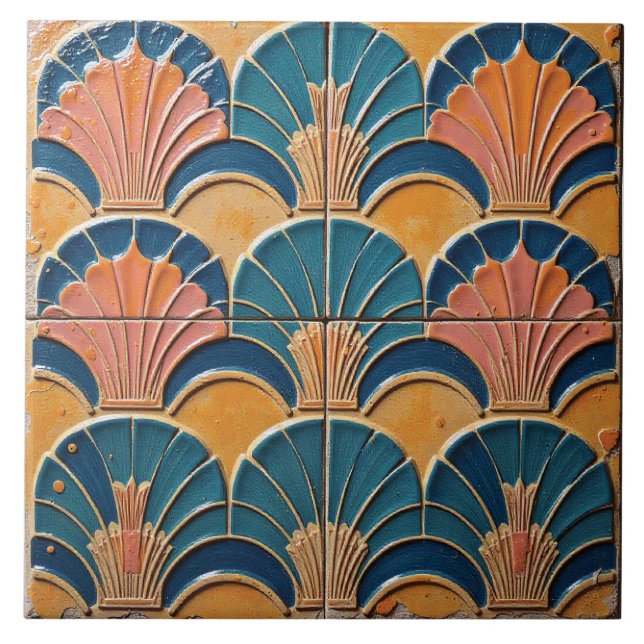 Deco Seashell Fanfare Ceramic Tile (Front)