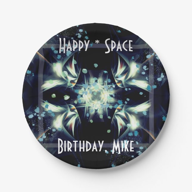 Deco Star Space & Your text Paper Plates (Front)