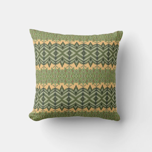 Deco Stripe Green & Yellow Outdoor Pillow 16x16 (Front)