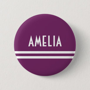 Deco Stripes Name Monogram White Soft Purple 6 Cm Round Badge