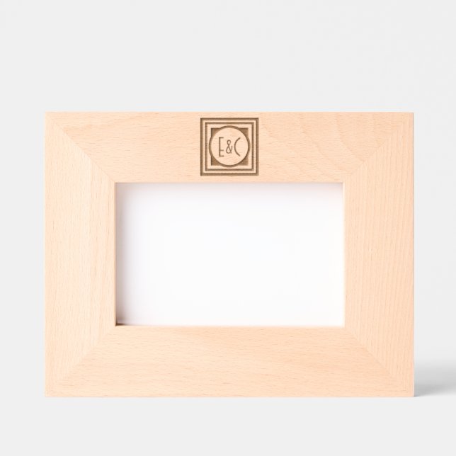 Deco Style Circle in Squares with Monograms Etched Frames (Front)