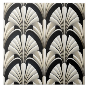 Deco Style Pattern, White Wings Ceramic Tile