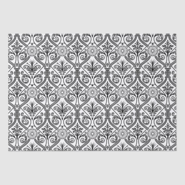 Deco style vintage pattern black white tissue paper (Front)