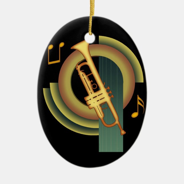 Deco Trumpet Ceramic Tree Decoration (Front)