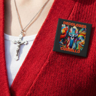 DeColores Cursillo Brush Stroke Rooster Cross Dove 15 Cm Square Badge