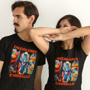 DeColores Cursillo Brush Stroke Rooster Cross Dove T-Shirt