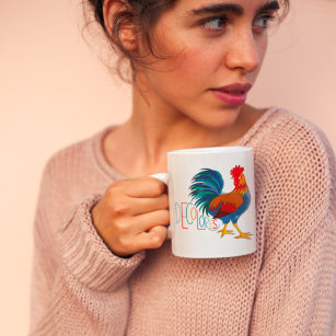 DeColores Cursillo Colorful Rooster Coffee Mug