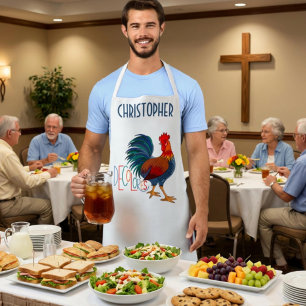 DeColores Cursillo Colorful Rooster Personalized Apron