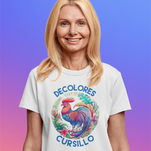 DeColores Cursillo Colourful Floral Rooster  T-Shirt