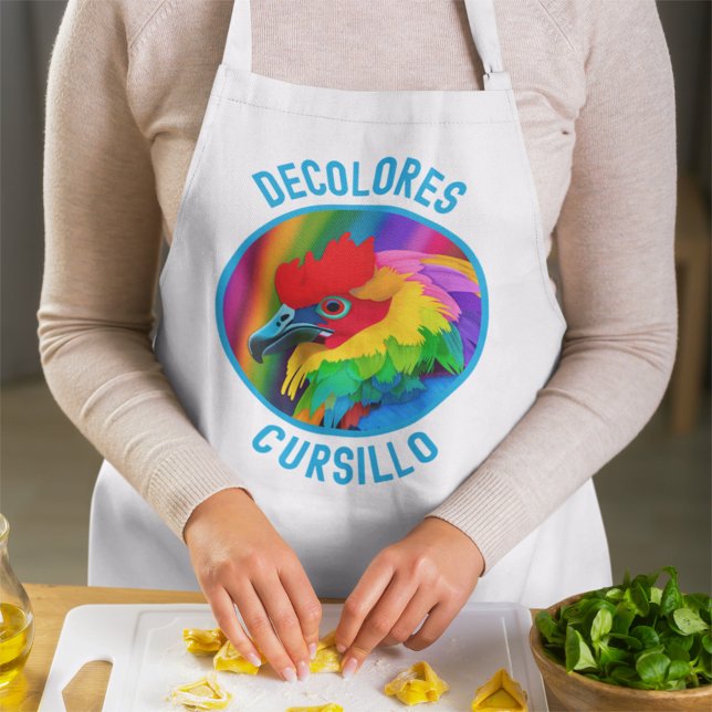 DeColores Cursillo Colourful Rooster Vivid Rainbow Apron (Creator Uploaded)
