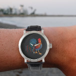 DeColores Cursillo Colourful Rooster Watch<br><div class="desc">De Colores is a traditional Spanish folk song, widely used as a song in the Roman Catholic Cursillo movement. What a lovely gift of faith for you, a friend, or even a priest. The hand drawn colourful Rooster in colours of blue, red and orange and green is a stunner. Hand...</div>