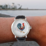 DeColores Cursillo Colourful Rooster Watch<br><div class="desc">De Colores is a traditional Spanish folk song, widely used as a song in the Roman Catholic Cursillo movement. What a lovely gift of faith for you, a friend, or even a priest. The hand drawn colourful Rooster in colours of blue, red and orange and green is a stunner. Hand...</div>