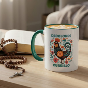DeColores Cursillo Folk Art Black Rooster Faith  Mug