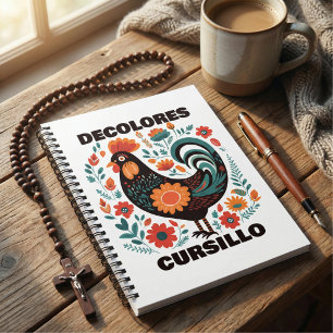 DeColores Cursillo Folk Art Dark Colorful Rooster  Notebook