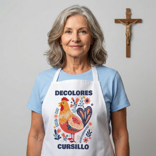 DeColores Cursillo Folk Art Rooster Christian Apron