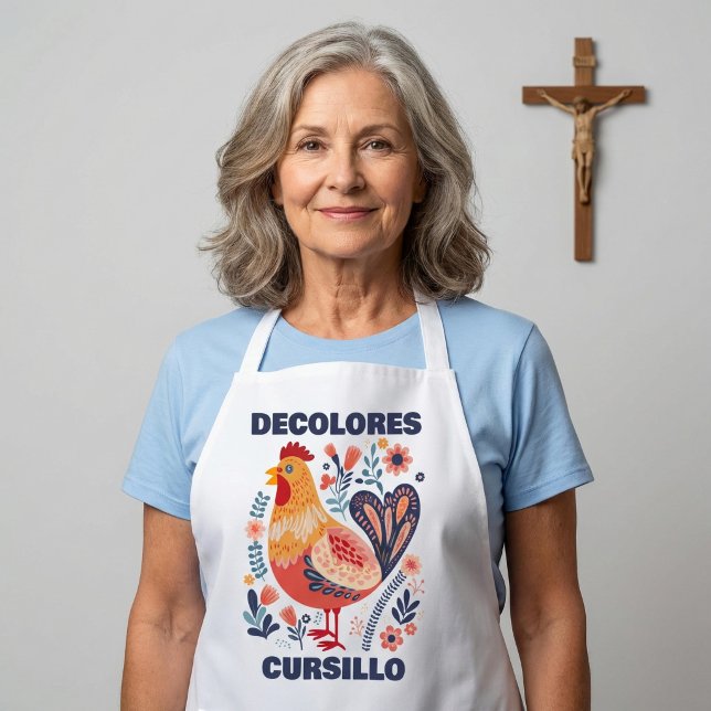 DeColores Cursillo Folk Art Rooster Christian Apron (Creator Uploaded)