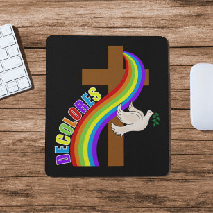 DeColores Cursillo Rainbow With Cross and Peace Do Mouse Pad