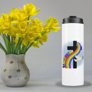 DeColores Cursillo Rainbow With Cross and Peace Do Thermal Tumbler