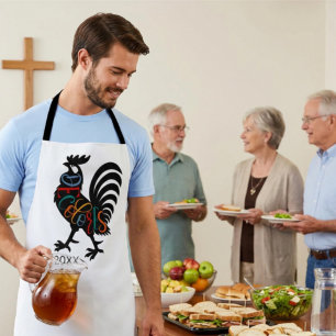DeColores Cursillo Rooster Black Silhouette  Apron