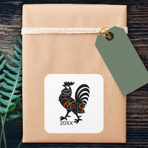 DeColores Cursillo Rooster Black Silhouette  Square Sticker