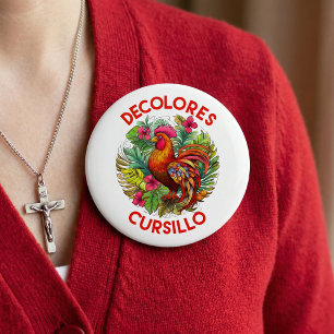 DeColores Cursillo Rooster Monstera Leaves Flowers 10 Cm Round Badge