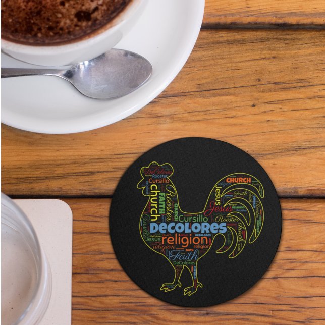 DeColores Cursillo Rooster Word Cloud  Coaster (Creator Uploaded)