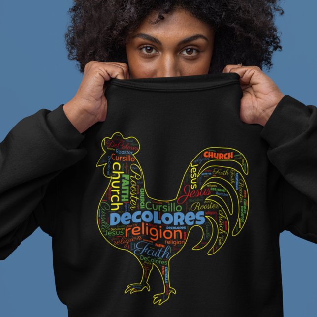 DeColores Cursillo Rooster Word Cloud  Sweatshirt (Creator Uploaded)