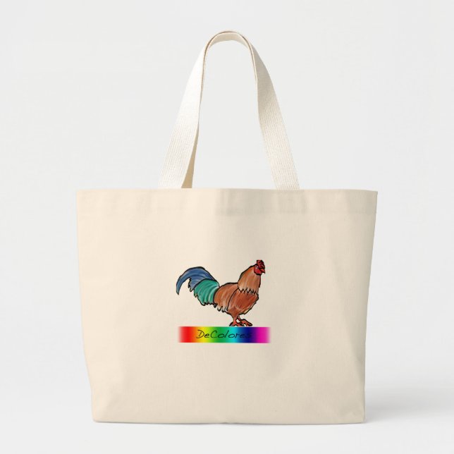 DeColores Rooster Large Tote Bag (Front)