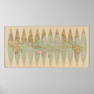 Deconstructed Earth Globe (1887) Poster