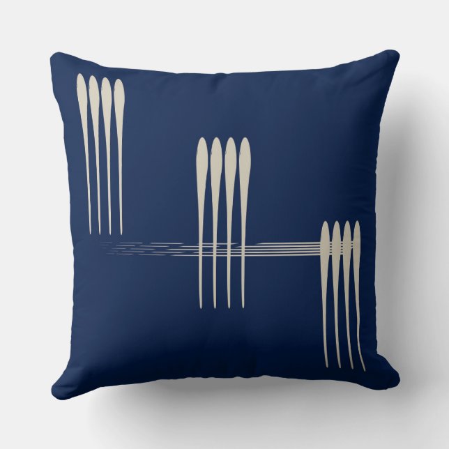 Deconstructed Musical Notes Navy Throw Pillow  (Back)