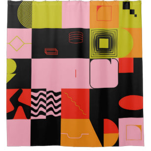 Deconstructed postmodern inspired artwork of abstr shower curtain