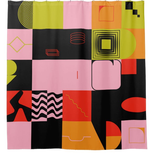 Deconstructed postmodern inspired artwork of abstr shower curtain (Front)