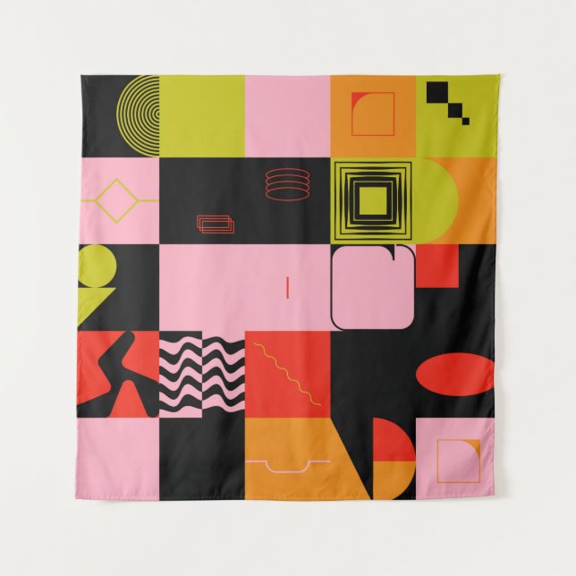 Deconstructed postmodern inspired artwork of abstr tapestry (Front)