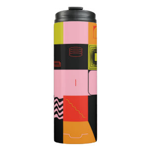 Deconstructed postmodern inspired artwork of abstr thermal tumbler
