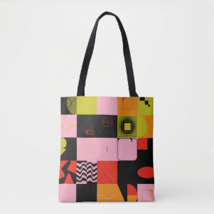 Deconstructed postmodern inspired artwork of abstr tote bag