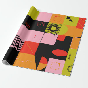 Deconstructed postmodern inspired artwork of abstr wrapping paper