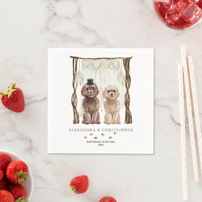 Decor Brown Cavapoo Dog Couple Napkin (Insitu)