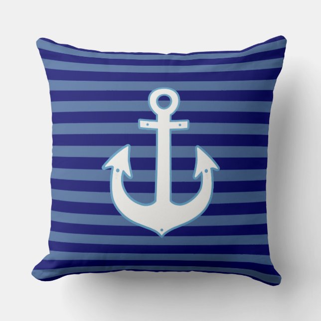 decor nautical anchor & striped navy cushion (Front)