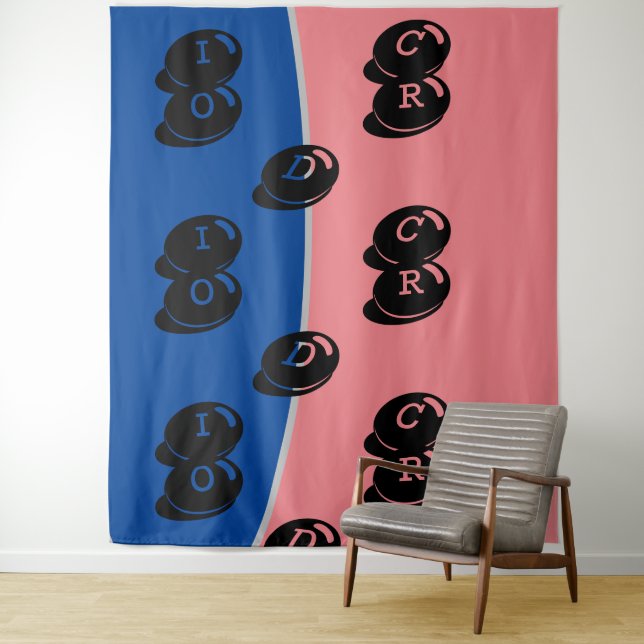 DECOR_Room CUTE _PINK_BLUE_BLACK_RMDESIGNFLO55 Tapestry (In Situ)