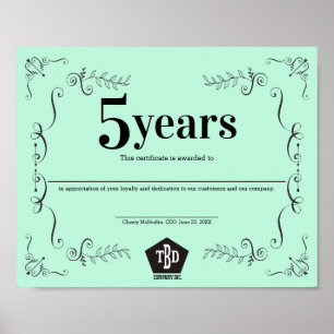 Decor universal employee anniversary certificate