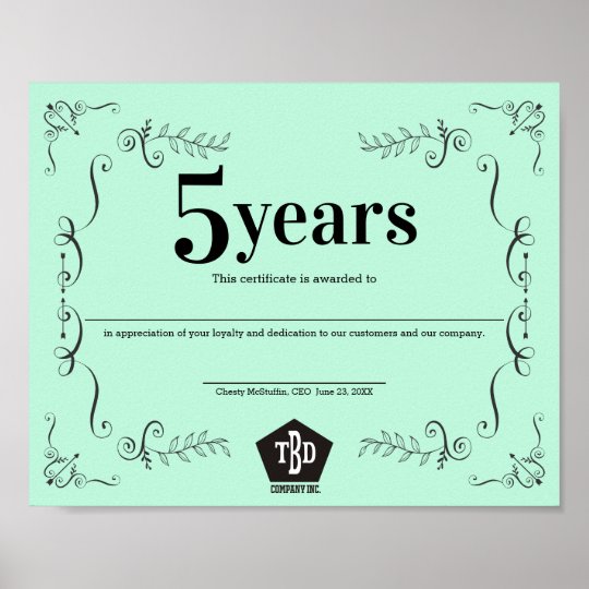 One Year Work Anniversary Certificate