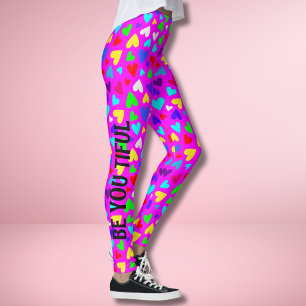 Decora Style Custom Text Rainbow Heart Kawaii Leggings