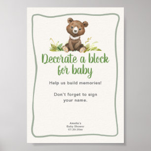 Decorate a Block Cute Bear Baby Shower Poster