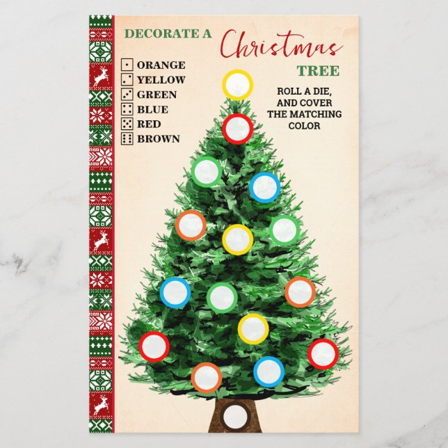 Decorate a Christmas Tree Game Ugly Sweater Card (Front)
