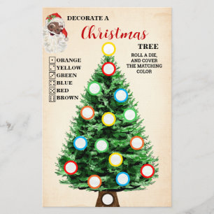 Decorate a Christmas Tree Santa Game Card
