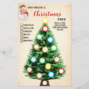Decorate a Christmas Tree Santa Game Card