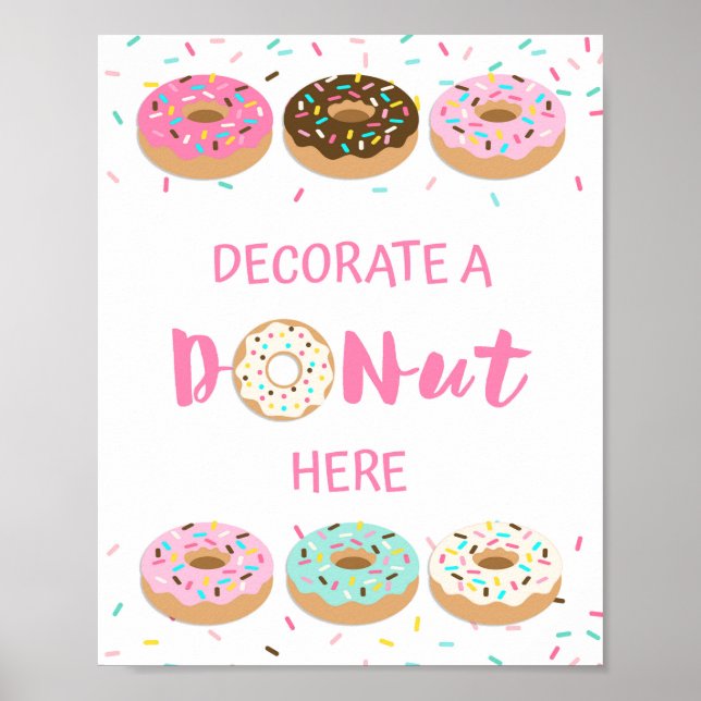 Decorate a Doughnut Here Sign - Pink Doughnut Spri (Front)