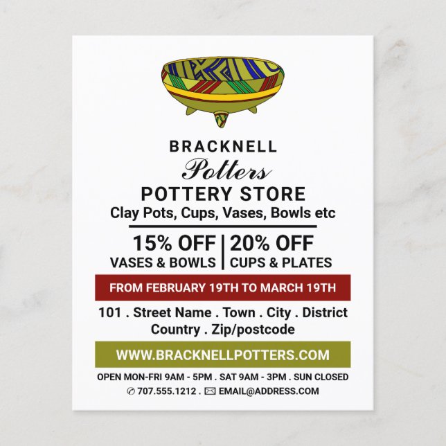 Decorate Bowl, Pottery Store, Potters Advert Flyer (Front)