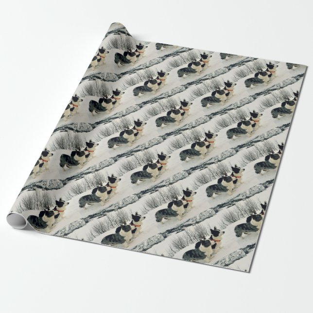 Decorate gifts with Corgies in winter land Wrapping Paper (Unrolled)