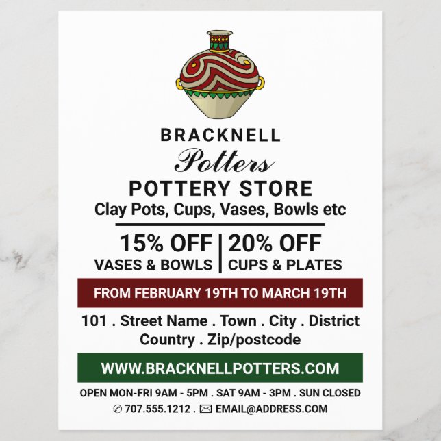 Decorate Jug, Pottery Store, Potters Advert Flyer (Front)